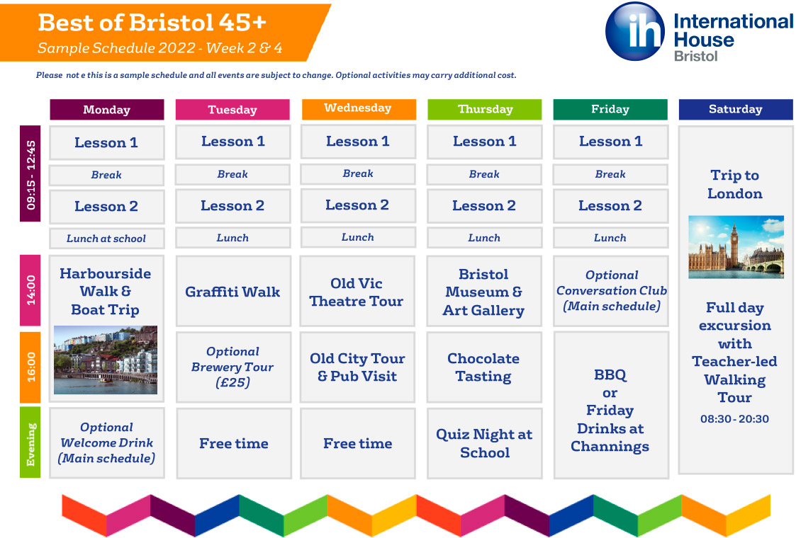 Horario IH Bristol Curso +45