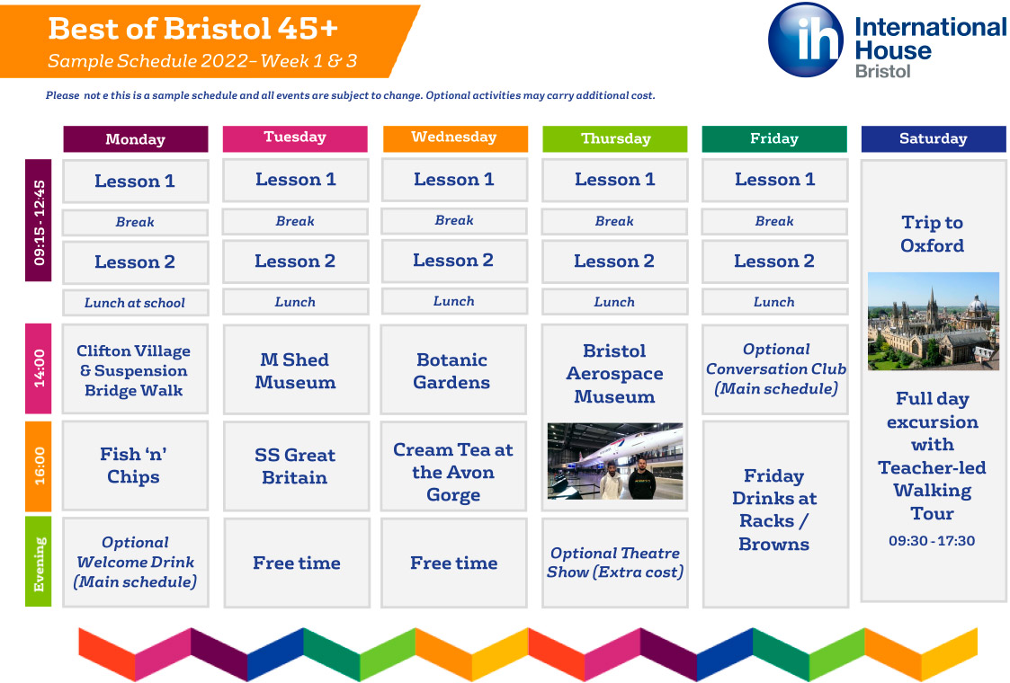 Horario IH Bristol Curso +45